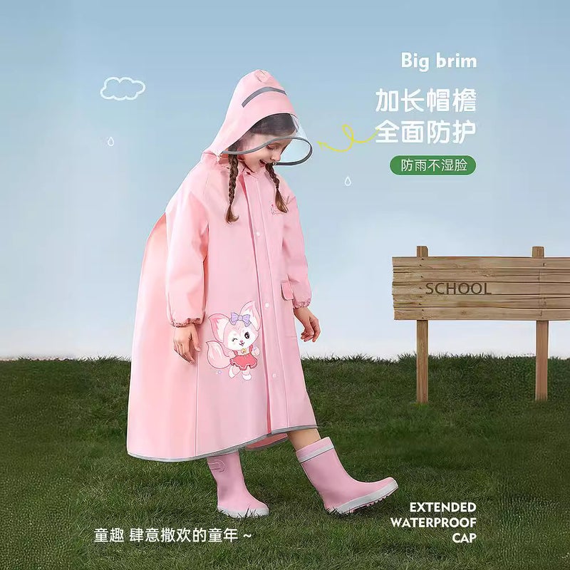 Bei Mei Eva High Neck Protective Pink Fox Purple Rabbit Blue Ott Superman Dinosaur Children'S Raincoat - Image 5
